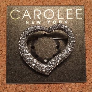 Carolee rhinestone heart pin NWT